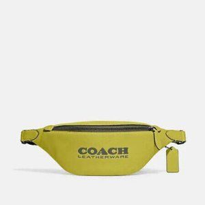 New Coach Key Lime /Army Green Charter 7 Soft Leather Belt Bag